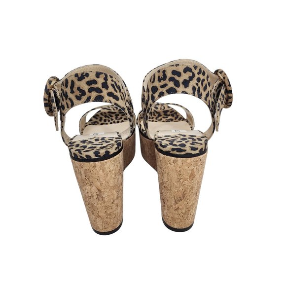 JIMMY CHOO Suede Leather Trim Wedge Heels Sandals Animal Print Light Brown 40 - Picture 4 of 10